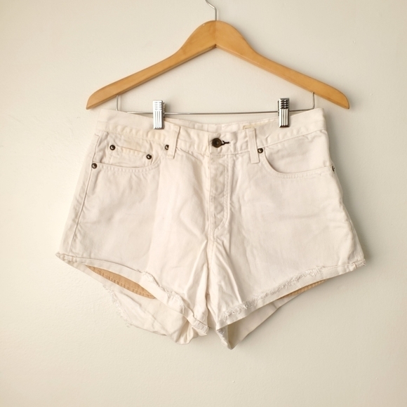 Rag & Bone Jean Womens White Button fly Raw Hem Distressed Cotton Shorts Size 29 - Picture 1 of 4